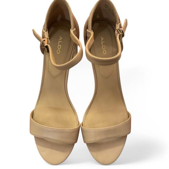 Aldo Alynia Beige Ankle Strap Heels Size 8 Stiletto Wedding Shoes - Picture 2 of 9